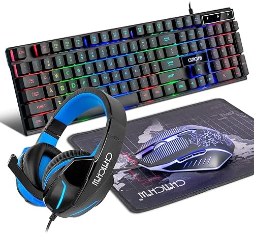 CHONCHOW Ensemble clavier, souris, casque et tapis de souris à LED arc-en-ciel avec éclairage LED arc-en-ciel, ensemble de jeu 4 en 1 pour Xbox, PS4, PS5, PC, ordinateur portable, joueur
Avis,  Fiche Technique et Prix au Maroc