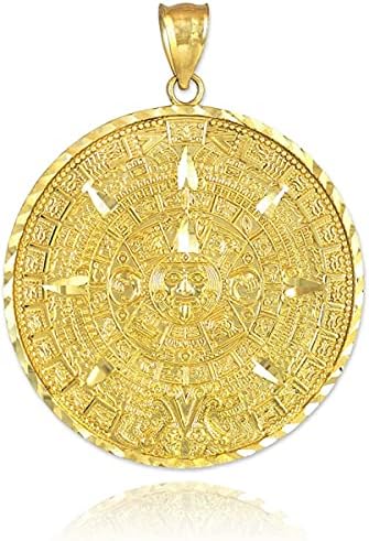 Pendentif à breloque rond en or jaune 10 carats avec calendrier maya aztèque – Choix de taille
Avis,  Fiche Technique et Prix au Maroc