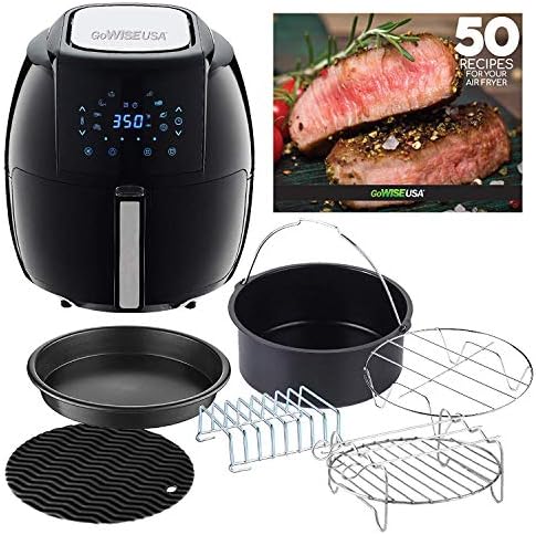 GoWISE USA GWAC22003 Friteuse à air de 5,8 litres avec accessoires, 6 pièces et 8 préréglages de cuisson + 100 recettes (noir), Qt
 Avis, Fiche Technique et Prix au Maroc