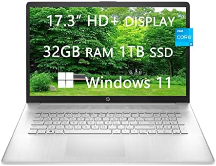 Ordinateurs portables HP 2023 pour étudiants et entreprises, ordinateur HD+ de 17,3 pouces, Intel Core i3-1125G4, 32 Go de RAM, SSD de 1 To, webcam, Wi-Fi, charge rapide, HDMI, Bluetooth, Windows 11, câble HDMI LIONEYE
 Fiche Technique et Prix au Maroc