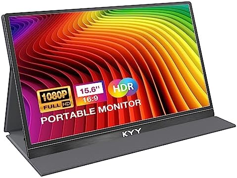 KYY Moniteur portable 15,6" FHD 1080P USB C HDMI Moniteur de jeu IPS ultra fin avec coque intelligente et haut-parleurs, Plug & Play, moniteur externe pour ordinateur portable, PC, téléphone, Mac, Xbox, PS4
 Fiche Technique et Prix au Maroc