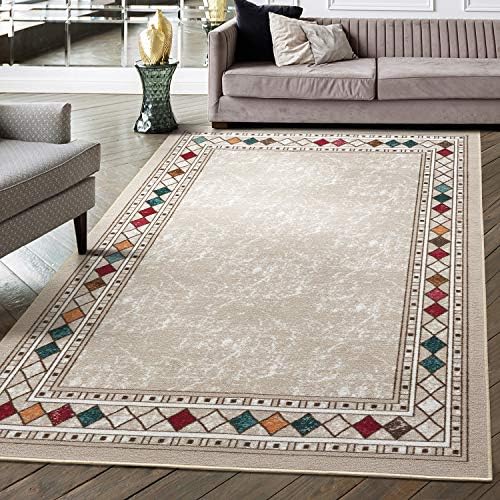 Antep Rugs Alfombras Tapis d'intérieur moderne à bordure 3 x 5 antidérapant (antidérapant) à profil bas avec envers en caoutchouc (beige, 3' x 5')
 Fiche Technique et Prix au Maroc