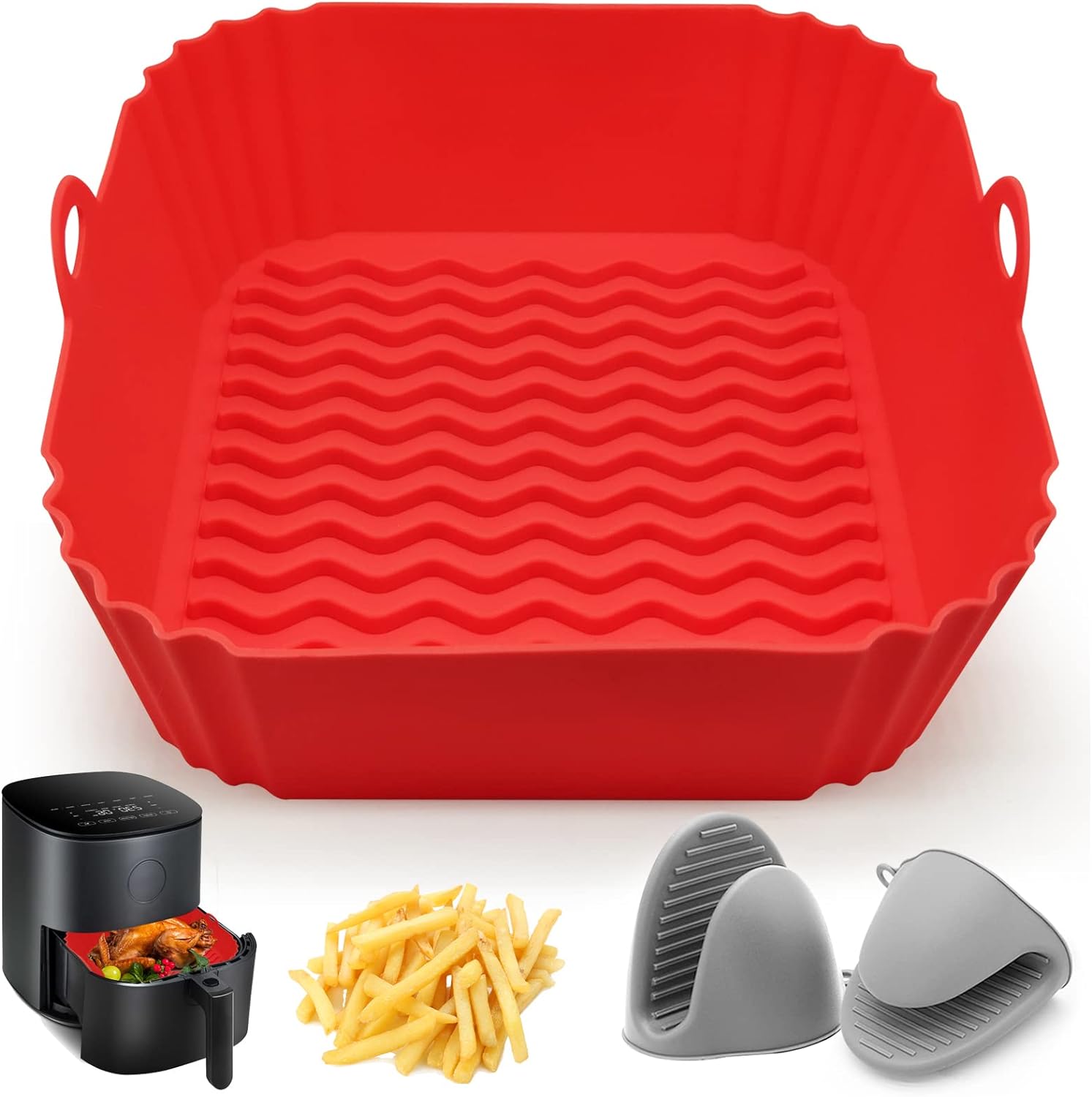 Doublures en silicone pour friteuse à air, carrés de 8 pouces, 4 à 7 QT, qualité alimentaire, réutilisables, résistantes à la chaleur, inserts de paniers, accessoires de bol pour Vortex instantané COSORI CHEFMAN, four à micro-ondes
 Avis, Fiche Technique et Prix au Maroc