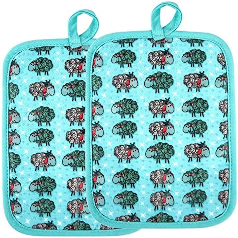 Lot de 2 maniques résistantes à la chaleur 480 ℉ antidérapantes en silicone transparent imprimé confortable doublure en coton cuisine femme homme cuisson barbecue micro-ondes lavable en machine (mouton, maniques bleues)
 Avis, Fiche Technique et Prix au Maroc