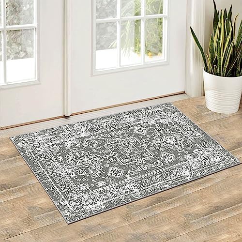 Pauwer Tapis vintage 2 x 3 cm, antidérapant, ne perd pas ses poils, tapis d'entrée, lavable à poils courts, petit tapis d'entrée gris vieilli 2 x 3 cm, pour entrée intérieure, entrée, cuisine, chambre à coucher (gris, 60 x 70 cm)
 Fiche Technique et Prix au Maroc