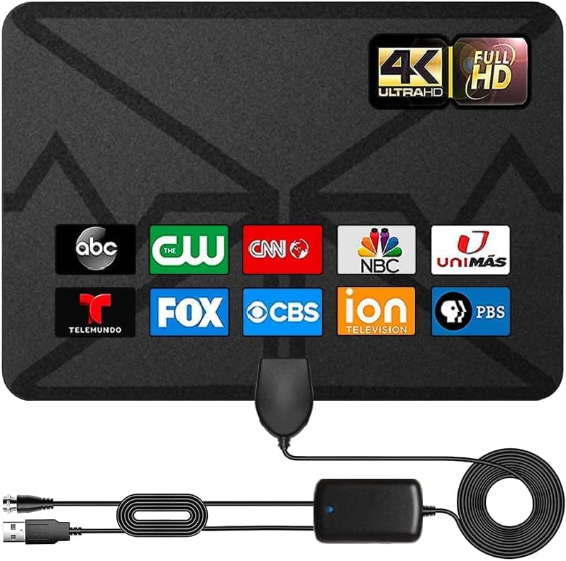 TV Antenna - Digital Antenna for TV Support 4K 1080p Antenna TV Digital HD Indoor -TV Antenna for Smart TV and All Older TV's -Signal Booster 16.4FT Coax HDTV Cable Fiche Technique et Prix au Maroc