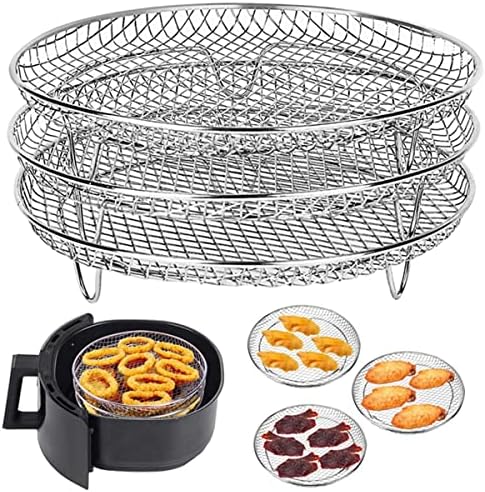 Friteuse à air à 3 couches, trois supports de déshydrateur empilables, panier de friteuse à air en acier inoxydable 304, accessoires pour friteuse à air, passe au lave-vaisselle, convient pour four et cuiseur à pression, compatible avec la plupart des friteuses à air (rond)
 Avis, Fiche Technique et Prix au Maroc