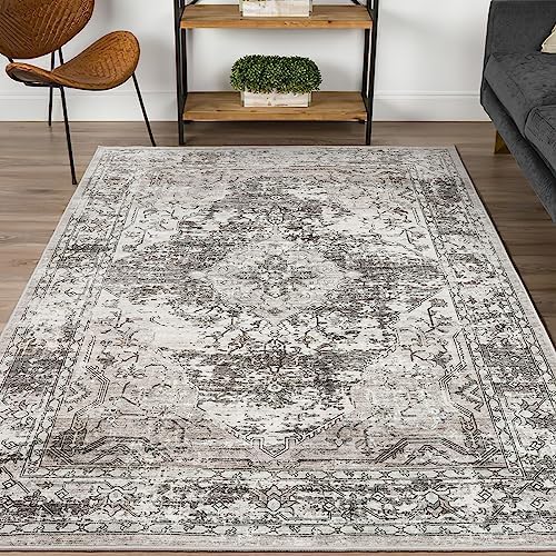 befbee Tapis 3 x 5 cm, ultra fin et lavable pour le salon, petit tapis antidérapant pour entrée, cuisine, poils courts, ne perd pas ses poils, décoration florale vintage (marron/gris, 91 x 152 cm)
 Fiche Technique et Prix au Maroc