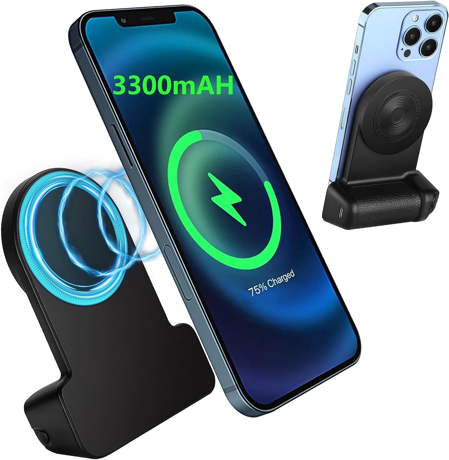 Support Bluetooth pour poignée d'appareil photo magnétique - Batterie 3300 mAh Support de poignée pour smartphone Support de charge sans fil 10 W Poignée de téléphone avec télécommande sans fil Bluetooth Magsafe pour prise de vue vidéo et photo
 Fiche Technique et Prix au Maroc
