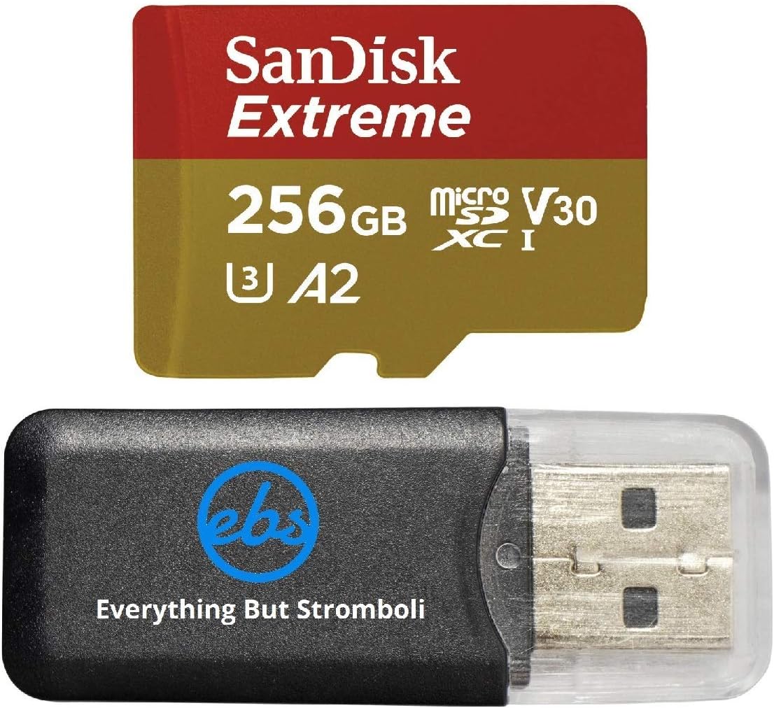 SanDisk Carte mémoire Micro SDXC Extreme 256 Go Fonctionne avec GoPro Hero 7 Noir, Argent, Hero7 Blanc UHS-1 U3 A2 Bundle avec (1) lecteur de carte micro Everything But Stromboli
 Fiche Technique et Prix au Maroc