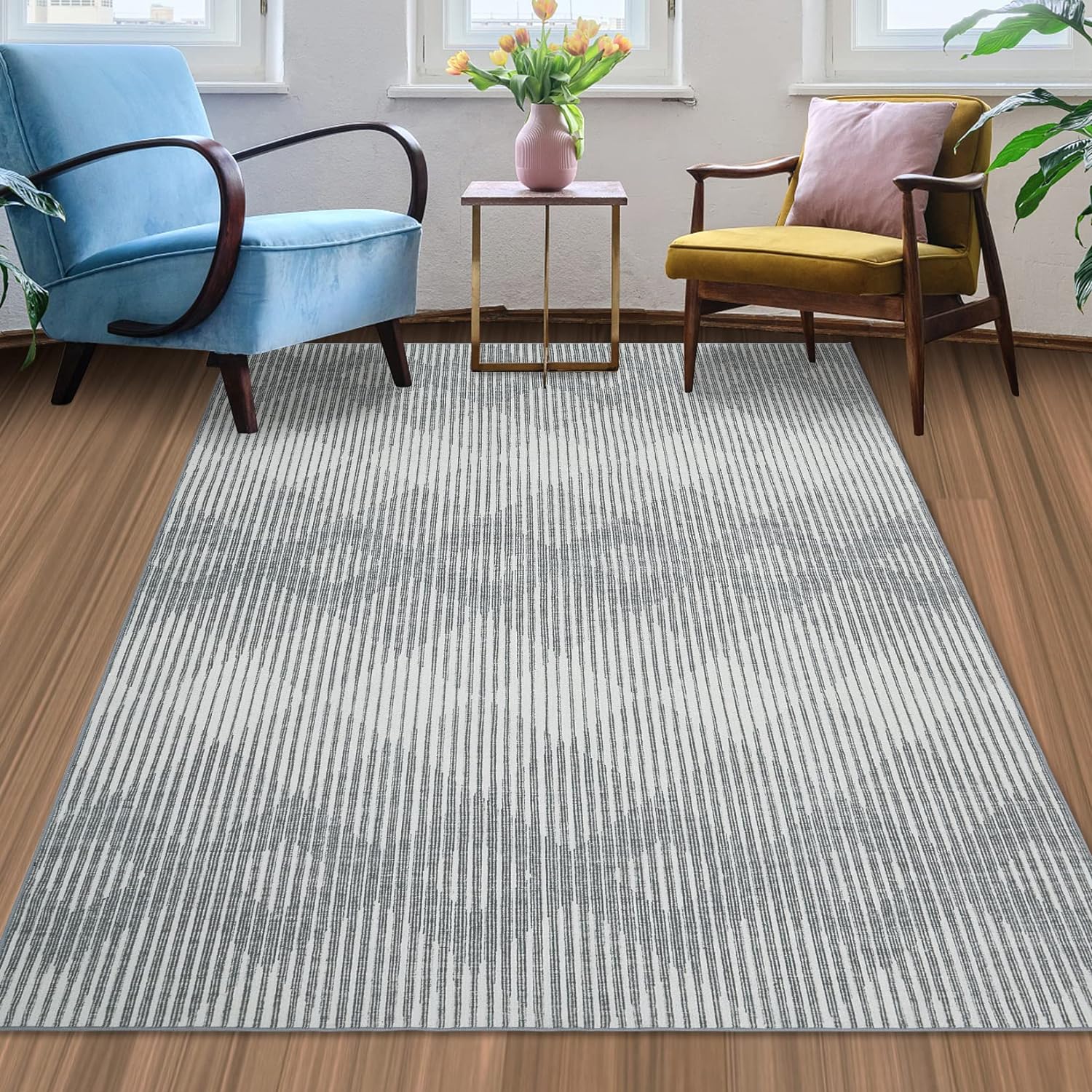 RUGSREAL Tapis géométrique lavable à poils ras, antidérapant, moderne et contemporain, résistant aux taches, tapis d'intérieur pour salon, chambre à coucher, bureau, 1,2 x 1,8 m, gris
 Fiche Technique et Prix au Maroc