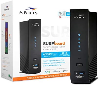 ARRIS SURFboard SBG7600AC2 Modem câble DOCSIS 3.0 et routeur Wi-Fi AC2350, approuvé pour Comcast Xfinity, Cox, Charter Spectrum et plus, quatre ports 1 Gbit/s, vitesses Internet maximales de 800 Mbps
 Avis, Fiche Technique et Prix au Maroc