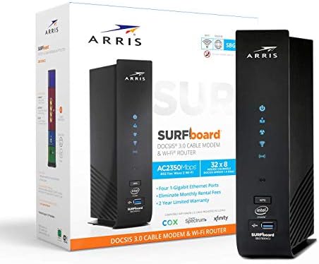 ARRIS Surfboard SBG7600AC2-RB Modem câble DOCSIS 3.0 et routeur Wi-Fi AC2350, approuvé pour Comcast Xfinity, Cox, Charter Spectrum et plus, quatre ports 1 Gbit/s, vitesses Internet maximales de 800 Mbps, - REMIS À NEUF
 Avis, Fiche Technique et Prix au Maroc