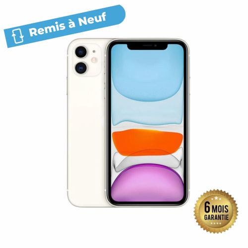 Apple iPhone 11 - 6,1" - 4GB RAM + 64 GB ROM - Reconditionné - Blanc
 Fiche Technique et Prix au Maroc