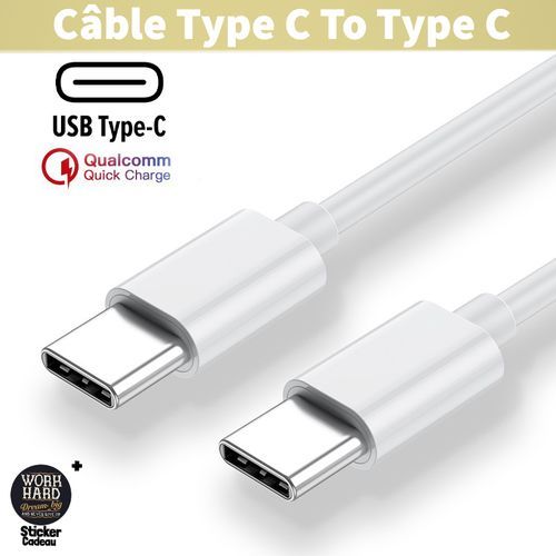 Câble Type C To Type C,Charge Rapide,Transfert de données
 Fiche Technique et Prix au Maroc