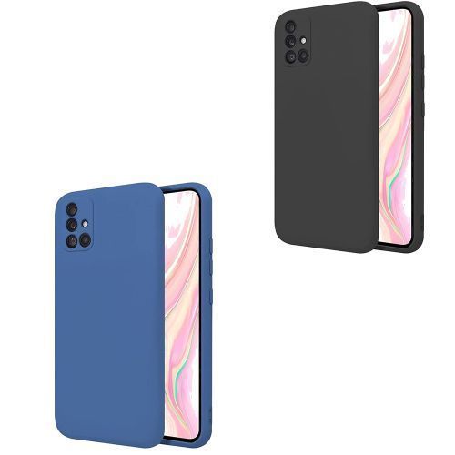 Case Pack 2 coque silicone compatible a Samsung A71 liquide souple noir + bleu
 Fiche Technique et Prix au Maroc