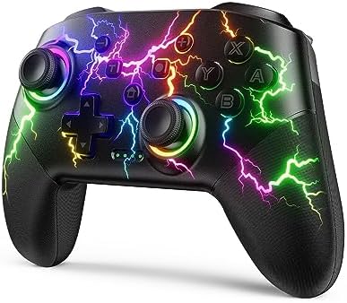 Contrôleur de commutateur compatible avec Switch/Switch Lite/Switch OLED/Windows/iOS/Android, contrôleur Switch Pro sans fil RGB Lightning programmable 1000 mAh avec une seule touche de réveil Turbo Vibration
 Avis, Fiche Technique et Prix au Maroc