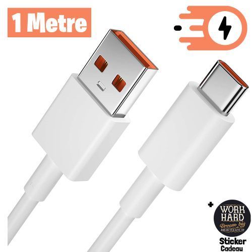 DINEX Câble USB C Type C,Charge Rapide,Transfert de données Compatible+Sticker cadeau
 Fiche Technique et Prix au Maroc