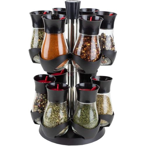 Elite 12 Pots à Épices avec Support Rotatif, Support de rangement rond, Contemporain
 Fiche Technique et Prix au Maroc