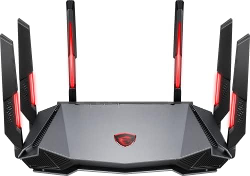 MSI Radix AXE6600 Routeur de jeu tri-bande WiFi 6E, AI QoS, RVB, processeur quadricœur 1,8 GHz, MU-MIMO, Gigabit sans fil, 8 flux, haute vitesse longue portée
 Avis, Fiche Technique et Prix au Maroc