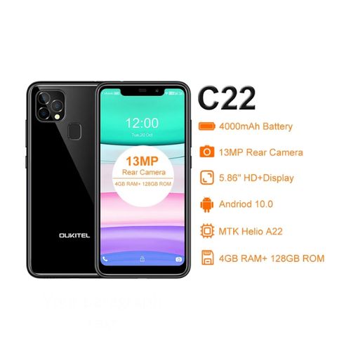 Oukitel C22 Smartphone 4 go 128 go 5.86 pouces, 4000mAh, Android 10,13mp,Quad Core,
 Fiche Technique et Prix au Maroc