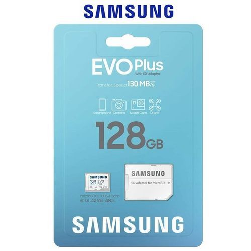 Samsung EVO Plus Micro SD Card 128GB A2 V30 U3 Classe 10 4K Transfer 130MB/s
 Fiche Technique et Prix au Maroc