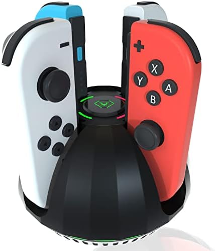 Station de chargement pour contrôleur Nintendo Switch Joycon, chargeur Switch Joycon compatible avec Switch OLED Joy Con, station de chargement Joycon 4 en 1 avec indication LED et câble de chargement
 Avis, Fiche Technique et Prix au Maroc