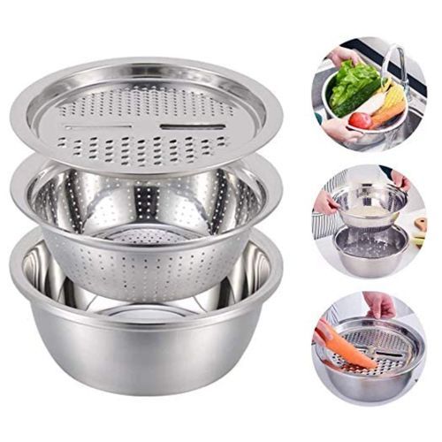 Ensemble de 3 passoires et panier et râpe en acier inoxydable, ustensiles de cuisine
 Fiche Technique et Prix au Maroc