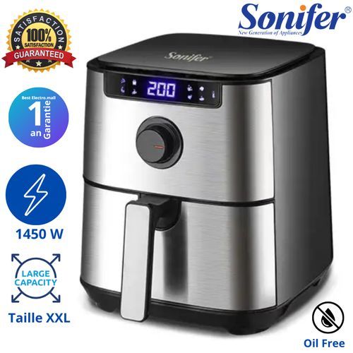 Sonifer Friteuse sans huile 5L - Air fryer tactile - 1450Watts - 8 programmes
 Fiche Technique et Prix au Maroc