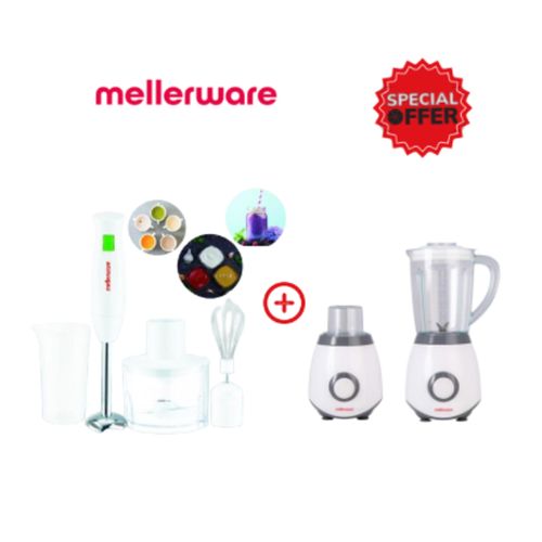 Mellerware Pack Mixeur MHM-404 (4pcs) + blender MJB-351
 Fiche Technique et Prix au Maroc