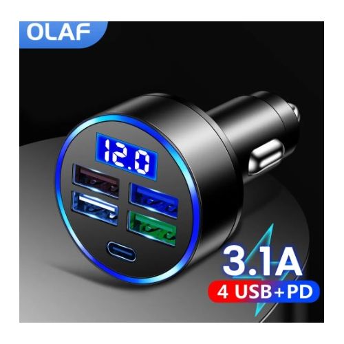 Olaf Chargeur de voiture à 4 port  USB , charge rapide, type C pour Android et IPhone
 Fiche Technique et Prix au Maroc
