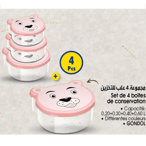 Gondol set de 4 Boîte de conservation 0.2 + 0.3 + 0.4 + 0.6L
 Fiche Technique et Prix au Maroc