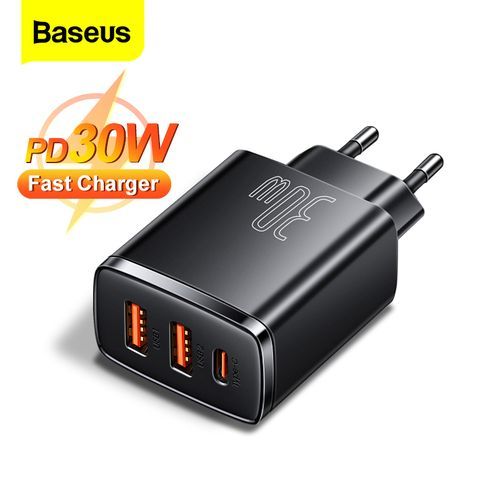 Baseus Chargeur Original 30W, Supporte de la charge Rapide 2 x USB + Type C
 Fiche Technique et Prix au Maroc