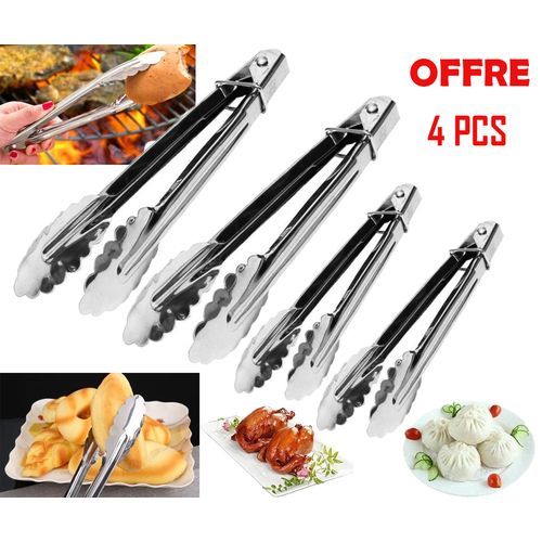 4 pinces cuisson outil pince en acier inoxydable
 Fiche Technique et Prix au Maroc