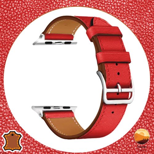 Bracelet Remplacement cuir pour Apple Watch 42/44/45 MM Serie 8 7 6 5 4 3 2 SE Rouge + Sticker cadeau
 Fiche Technique et Prix au Maroc