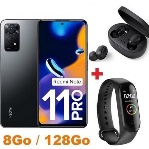 XIAOMI Redmi Note 11 Pro - FHD+ de 6,67’’(8Go, 128Go) - 108MP- Gris - Band + Écouteur
 Fiche Technique et Prix au Maroc