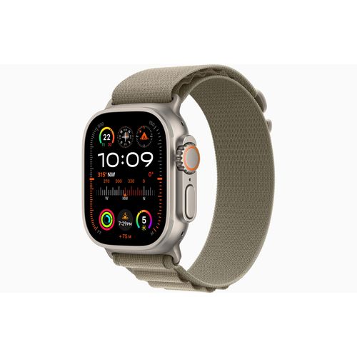 Apple Watch Watch Ultra 2 49 mm Boîtier Titanium Olive Boucle Alpine
 Fiche Technique et Prix au Maroc