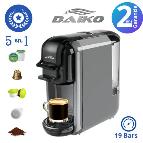 Daiko Machine espresso 5en1 - 19 Bar - CAPSULE Nespresso -Dolci Gusto - Dosette
 Fiche Technique et Prix au Maroc