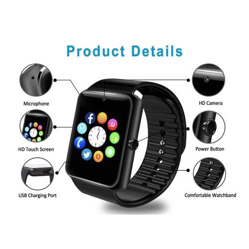 Montre Connectée Bluetooth Smartwatch Carte Sim  et Carte Memoire, Caméra Pour Android et IOS
 Fiche Technique et Prix au Maroc