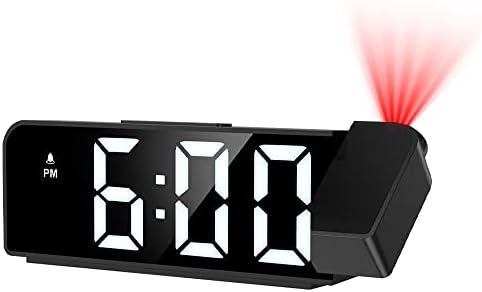 Réveil Projecteur LED 180° | Affichage Plafond, Température, Date - USB, Alarme Snooze
