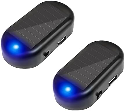 HIPOPY Lot de 2 alarmes factices simulées à énergie solaire pour voiture, lumière de sécurité clignotante LED antivol, fausse lampe, lumières de sécurité intérieures d'avertissement automatique avec port de chargeur USB, accessoires de voiture pour la plupart des voitures (bleu)
 Fiche Technique et Prix au Maroc