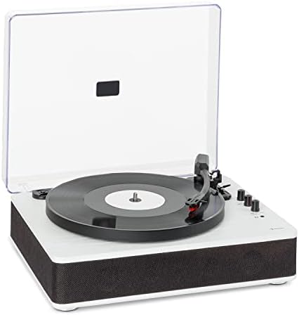 Auna Platine Vinyle Bluetooth, Tourne Disque Vinyle avec Enceinte Haut Parleur, Tourne-disques Audio Vinyle 33 Tours, Chaine HiFi avec Platine Vinyle Portable, Lecteur Vinyles Vintage avec 3 Vitesses
 Avis, Fiche Technique et Prix au Maroc