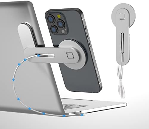 Support de téléphone pour ordinateur portable, chargeur sans fil rapide 15 W, support de téléphone magnétique pour ordinateur portable, support latéral réglable pour moniteur de téléphone pour iPhone série 15/14/13/12, support d'extension d'ordinateur pliable et portable fin
 Fiche Technique et Prix au Maroc