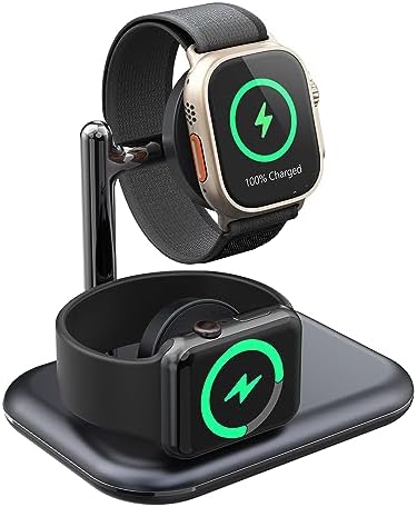 ANPULES Chargeur portable double montre pour Apple Watch, support de station de charge pliable pour Apple Watch Series, station de chargement sans fil compatible avec Apple Watch Ultra/8/7/6/5/3/2/SE (noir)
 Fiche Technique et Prix au Maroc