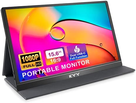 KYY Moniteur portable 15,6" 1080p FHD USB-C avec coque intelligente et double haut-parleur, écran d'ordinateur HDMI IPS HDR, moniteur de jeu externe pour PC, téléphone, Mac, Xbox, PS4 Switch[Upgraded]
 Fiche Technique et Prix au Maroc