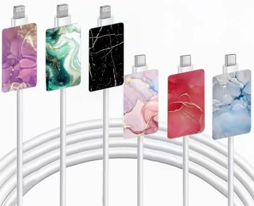 Protecteur de cordon de téléphone portable en marbre pour chargeur d'iPhone, ensemble de 6 pièces de protection de câble de chargeur de téléphone à motifs de luxe pour femmes et filles, protecteur de cordon de téléphone portable en silicone coloré mignon économiseur de chargeur USB Lightning
 Fiche Technique et Prix au Maroc