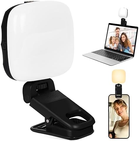 mmcrz Lampe de téléphone douce, lampe à selfie LED rechargeable pour iPhone, appareil photo, ordinateur portable, lampe de maquillage portable pour TikTok, appels zoom et vidéoconférence, pince de poche avec 3 modes d'éclairage
 Fiche Technique et Prix au Maroc