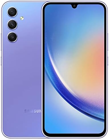 SAMSUNG Galaxy A34 5G + 4G LTE (128 Go + 6 Go) débloqué dans le monde entier (uniquement sur le marché T-Mobile/Mint/Metro USA) 6,6" 120 Hz 48 MP triple caméra + (chargeur mural 25 W) (violet génial (SM-A346M))
 Fiche Technique et Prix au Maroc