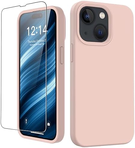 FUNMIKO Coque compatible avec iPhone 15 avec protecteur d'écran, coque en silicone liquide soyeux et doux, conçue à la mode pour les femmes et les filles, coque de protection pour téléphone 6,1", rose layette
 Fiche Technique et Prix au Maroc