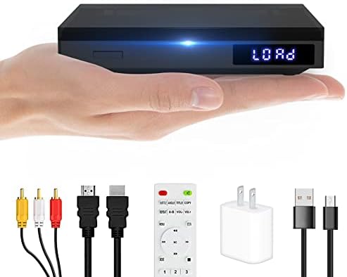 Lecteur DVD pour TV, Mini Lecteur DVD, Lecteur CD DVD Portable avec Haut-parleurs HiFi, Chargement Mobile par câble Micro USB, Entrée USB, Prise AUX 3,5 mm, écouteurs Inclus, Câble HDMI AV
 Avis, Fiche Technique et Prix au Maroc